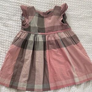 Burberry Pink and Taupe Plaid Cotton Casual Dress